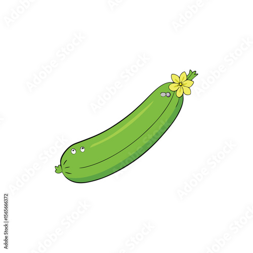 Zucchini with flowers creative fresh green veggie layout Vector illustration