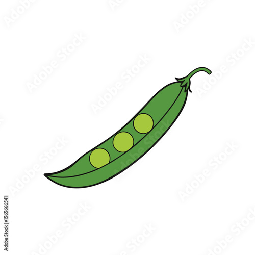Minimal bunch of green peas in fresh pod style Vector illustration