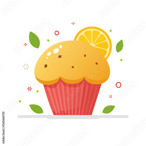 Lemon Muffin Isolated on a Transparent Background 