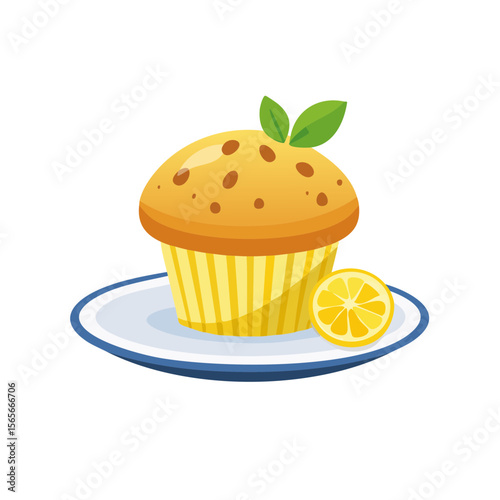 Lemon Muffin Isolated on a Transparent Background 