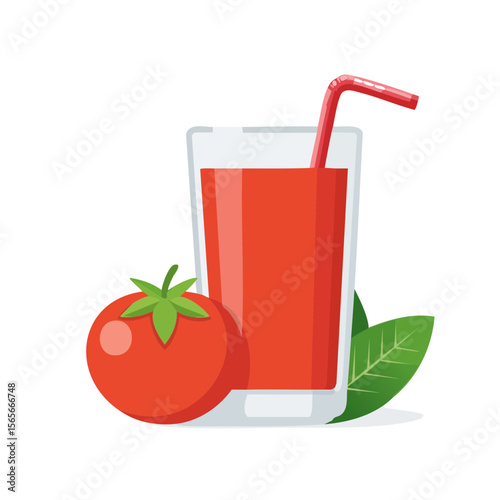 Delicious Glass of Tomato Juice Isolated on a Transprent Background 