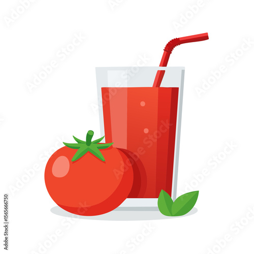 Delicious Glass of Tomato Juice Isolated on a Transprent Background 