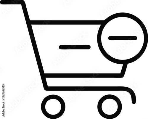 Shopping cart line icon with a minus sign inside a circle