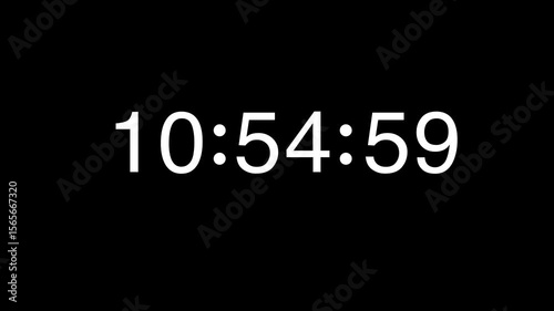 White Numbers Countdown from 11 to 10 Minute on Black Background