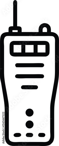 Simple black line art icon of a portable walkie talkie radio device