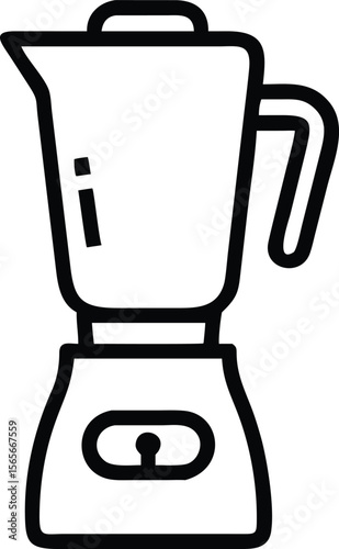 Simple blender icon illustration in black outline style, for food preparation and smoothie making