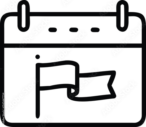 Simple Calendar Icon with Flag Marking an Event or Important Date Reminder