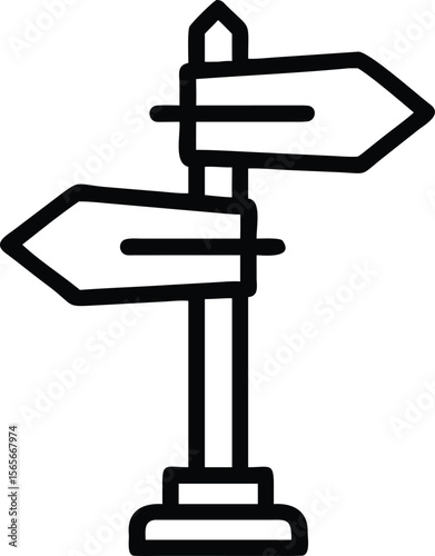Simple directional signpost with two arrow signs illustration for navigation