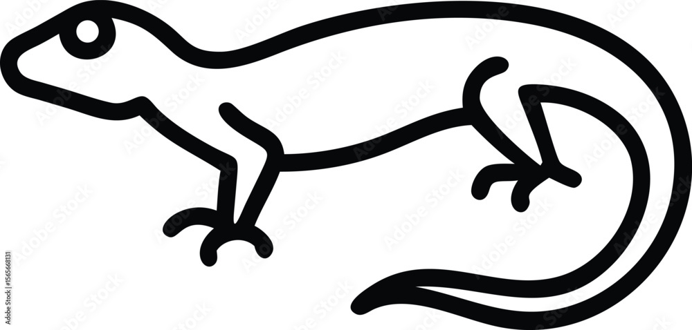 Obraz premium Simple flat design of a lizard, gecko, or salamander in minimal style