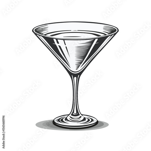 Elegant Martini Glass Illustration on Black Background Classic Cocktail Design  Refined Drinkware Imagery for Bartending and Beverage Projects