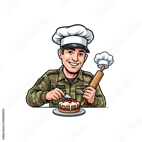 very cute dan funny army icon design
