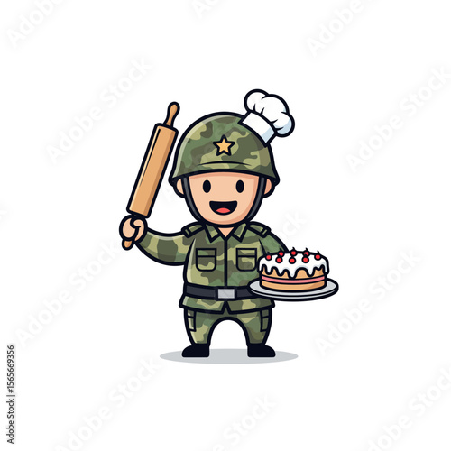 very cute dan funny army icon design