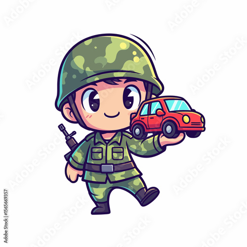 very cute dan funny army icon design
