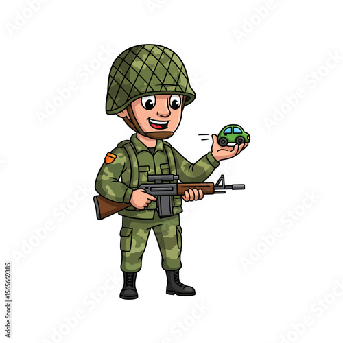 very cute dan funny army icon design