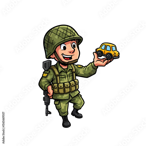very cute dan funny army icon design