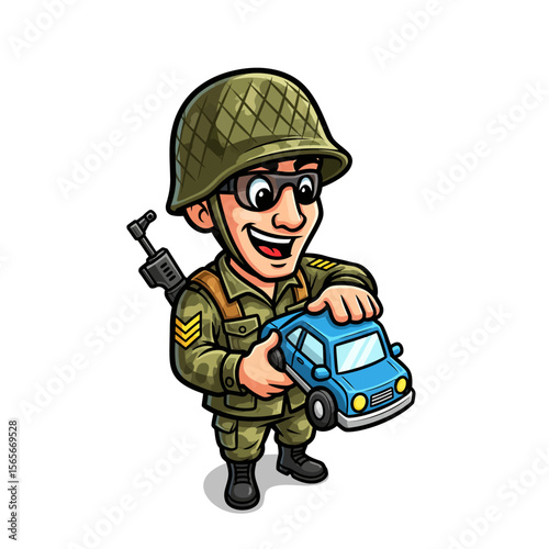 very cute dan funny army icon design