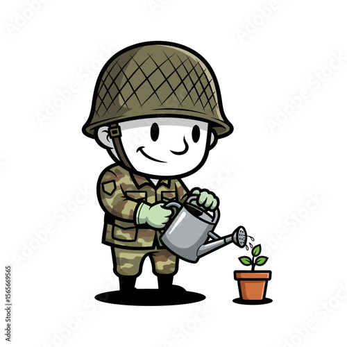 very cute dan funny army icon design
