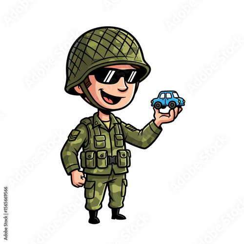 very cute dan funny army icon design
