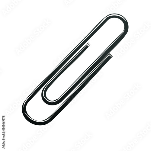 Conceptual Paper Clip Illustration Simple Metal Stationery Item on Black Background