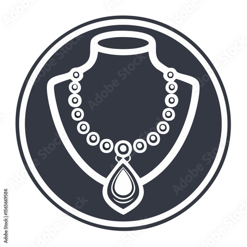Necklace Display on Mannequin Bust with Pearl Strands and Teardrop Gem in a Fashion Store Circle