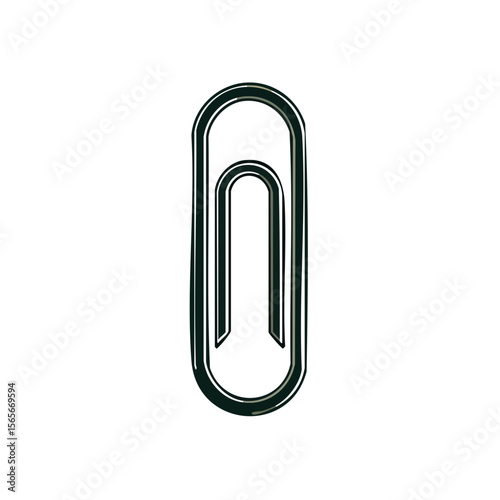 Single Dark Paperclip on Black Minimalist Stationery Item for Organization Documents and Files Simple Clip Design