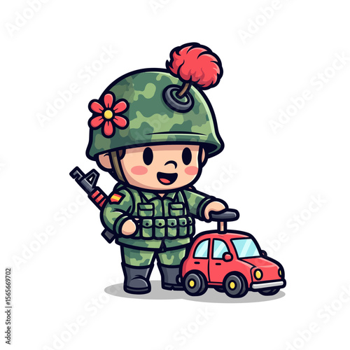 very cute dan funny army icon design