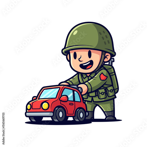 very cute dan funny army icon design very cool