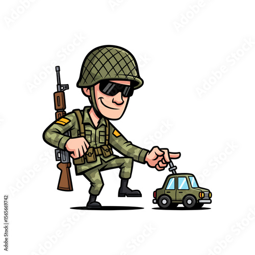 very cute dan funny army icon design