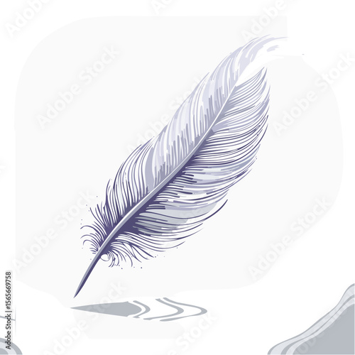 Writing with a Feather Quill Pen Illustration, Feather Pen, Ink Dripping