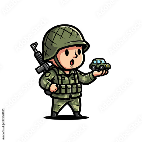 very cute dan funny army icon design