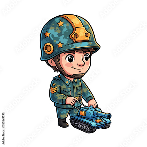 very cute dan funny army icon design