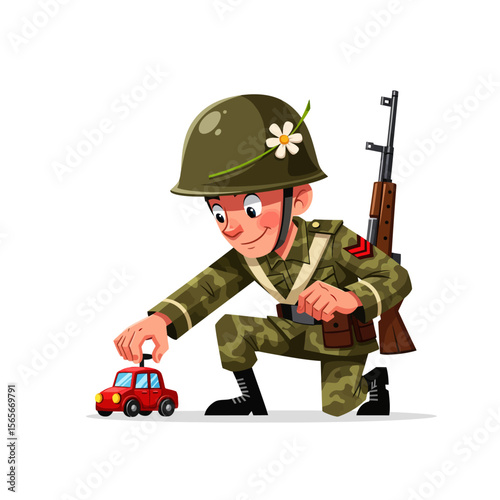 very cute dan funny army icon design