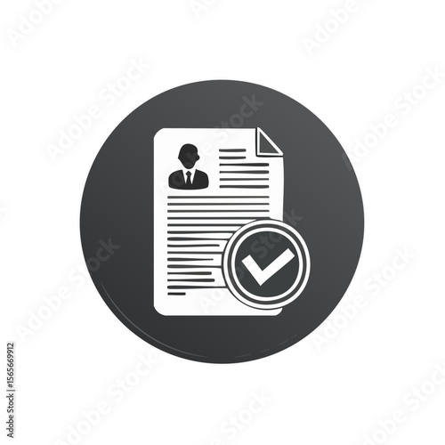 Approved document with business profile check mark showing agreement icon on dark background job application contract