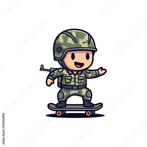 very cute dan funny army icon design