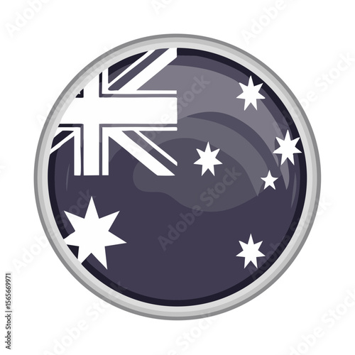 Australian flag button with Stars of the Southern Cross and Union Jack vector illustration
