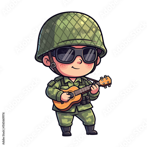 very cute dan funny army icon design