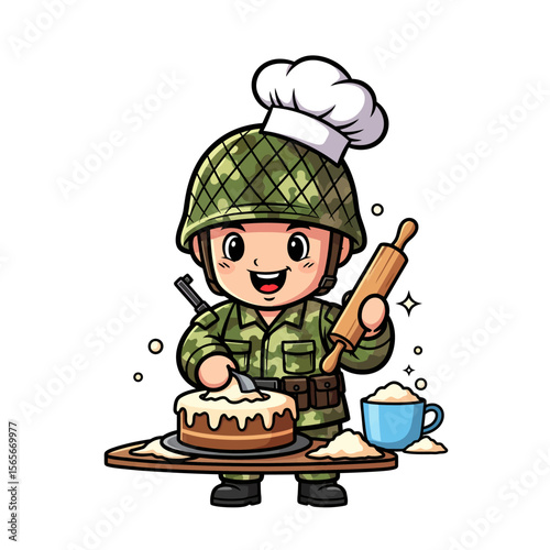 very cute dan funny army icon design