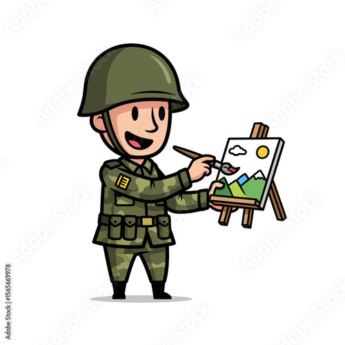 very cute dan funny army icon design