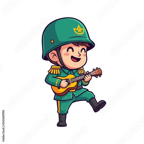 very cute dan funny army icon design