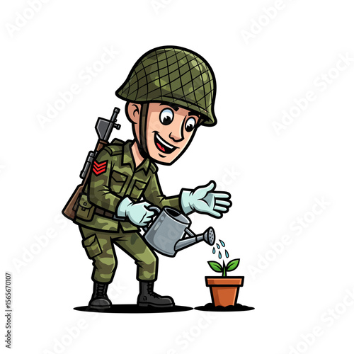 very cute dan funny army icon design