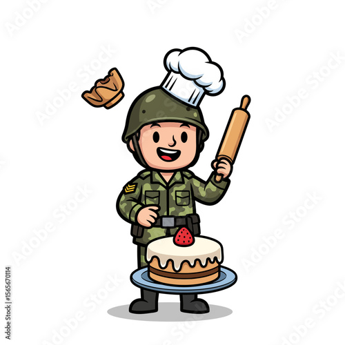 very cute dan funny army icon design