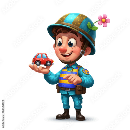 very cute dan funny army icon design