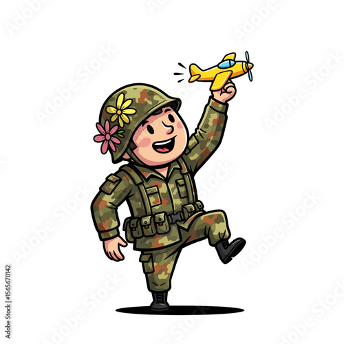 very cute dan funny army icon design