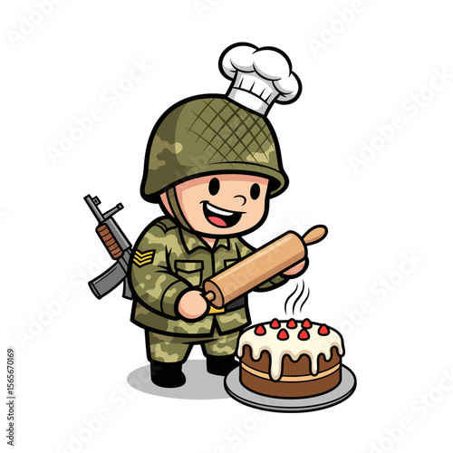 very cute dan funny army icon design