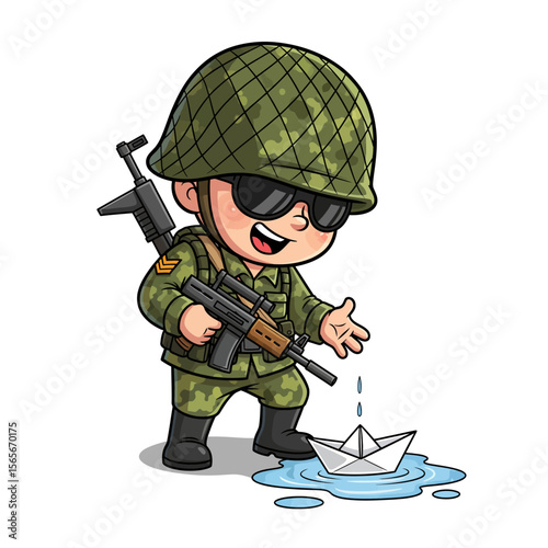 very cute dan funny army icon design