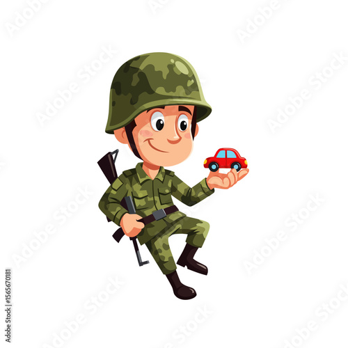 very cute dan funny army icon design