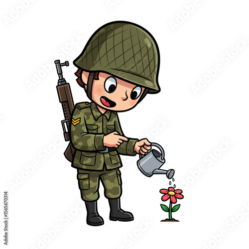 very cute dan funny army icon design