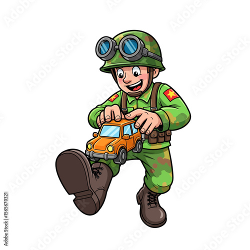 very cute dan funny army icon design