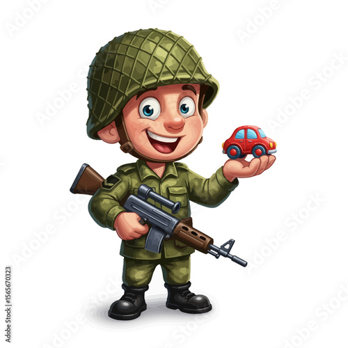 very cute dan funny army icon design