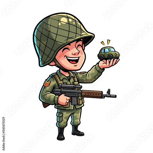 very cute dan funny army icon design